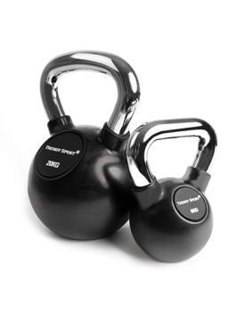 Kettlebell utež gumiran s kromiranim ročajem